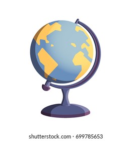Vector illustration of blue globe on white background.