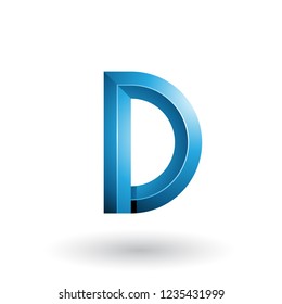 Ilustración vectorial de la glosa azul y letra geométrica D negrita aislada en fondo blanco