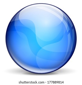 vector illustration of blue glossy bubble on white background