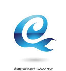 Vector Illustration of Blue Glossy Curvy Fun Letter E isolated on a White Background