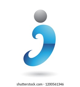 Vector Illustration of Blue Glossy Curvy Fun Letter I isolated on a White Background
