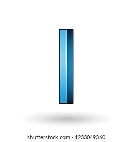 Vector Illustration of Blue Glossy Embossed Letter I with a Dark Stroke isolated on a White Background