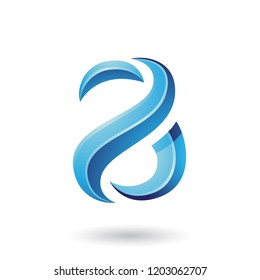 Vector Illustration of Blue Glossy Snake Shaped Letter A isolated on a White Background