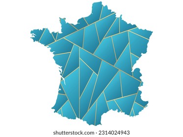 vector illustration of blue and gold colored France map