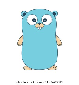 Vector illustration of blue gopher. Based on Renee French 