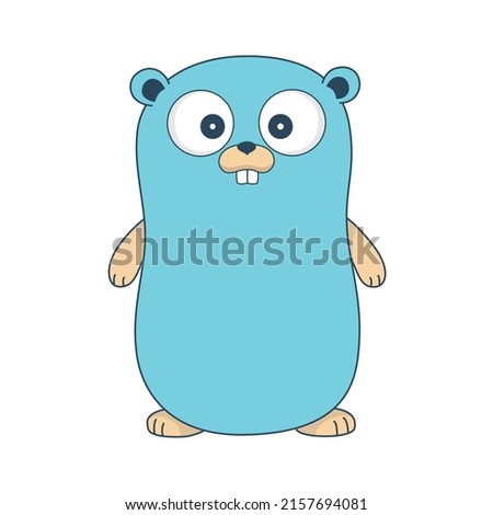 Vector illustration of blue gopher. Based on Renee French 