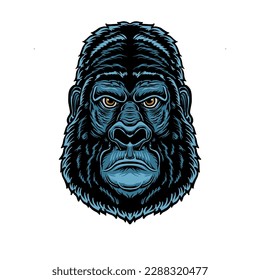 ilustración vectorial de una cabeza de gorila azul