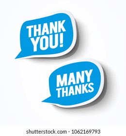 Vector Illustration blue grateful Thank you bubbles set