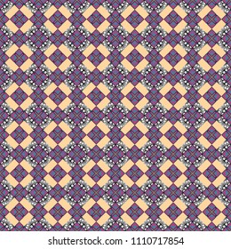 Vector illustration. Blue, gray and beige abstract background painted geometry shine and layer element seamless pattern.