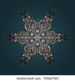 Vector illustration. A blue, gray and green colors with snowflakes. Vector christmas abstract colorful background with cute snowflake.