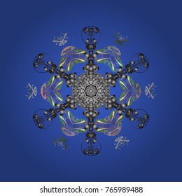 Vector illustration. A blue, gray and green colors with snowflakes. Vector christmas abstract colorful background with cute snowflake.