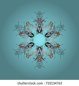 Vector illustration. Blue, gray and neutral colors with snowflakes. Isolated cute snowflakes on colorful background.