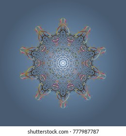 Vector illustration. Blue, gray and neutral colors. Christmas pattern with snowflakes abstract background. Holiday design for Christmas and New Year fashion prints.