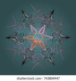Vector illustration. Blue, gray and pink colors. Christmas pattern with snowflakes abstract background. Holiday design for Christmas and New Year fashion prints.