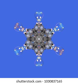 Vector illustration. Blue, gray and white colors with snowflakes. Isolated cute snowflakes on colorful background.