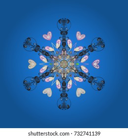 Vector illustration. A blue, gray and white colors with snowflakes. Vector christmas abstract colorful background with cute snowflake.