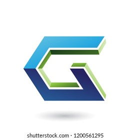 Vector Illustration of Blue and Green 3d Angled Icon for Letter G isolated on a White Background