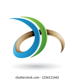 Vector Illustration of Blue and Green 3d Curly Letter D and H isolated on a White Background