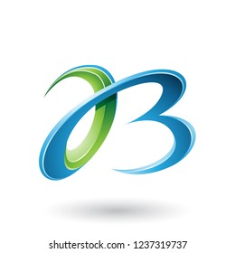 Vector Illustration of Blue and Green 3d Curly Letters A and B isolated on a White Background