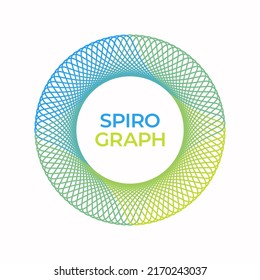 Vector illustration of blue and green circular spirograph on a white background. 