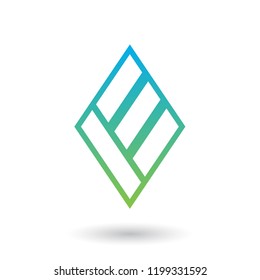 Vector Illustration of Blue and Green Diamond Shaped Letter E isolated on a White Background