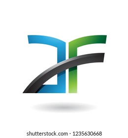 Vector Illustration of Blue and Green Dual Letter Icon of A and F isolated on a White Background