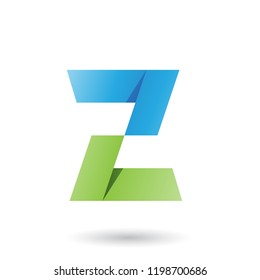 Vector Illustration of Blue and Green Folded Paper Letter Z isolated on a White Background