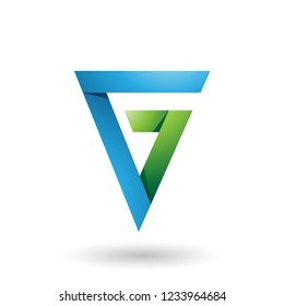 Vector Illustration of Blue and Green Folded Triangle Letter G isolated on a White Background