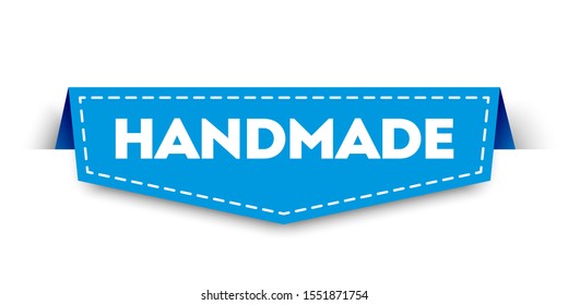 Vector Illustration Blue Handmade Label. Modern Web Banner Element.