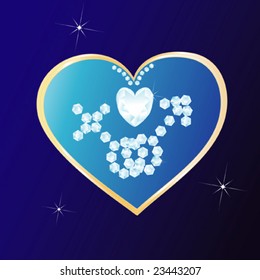 vector illustration "blue heart and diamond"