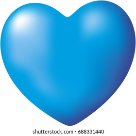 Vector illustration of a blue heart, isolated 