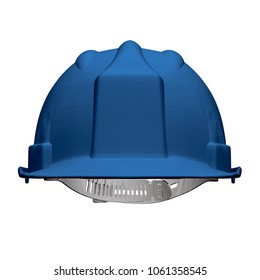 Vector illustration of a blue helmet builder 3d. Front view.