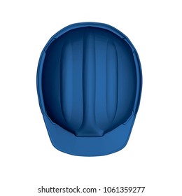 Vector illustration of a blue helmet builder 3d. View from above.