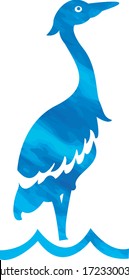 Vektorgrafik einer blauen Heronwunde im Wasser