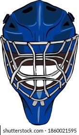 Vector illustration Blue hockey goalie's goalkeeper helmet