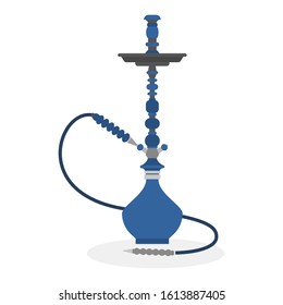 Vector illustration of blue hookah. Colorfull hookah for smoking. Lounge bar or smoke shop decorative element