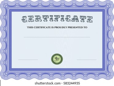 Icono de la plantilla de certificado horizontal azul
