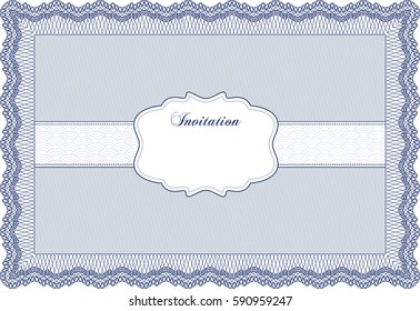 Ilustración vectorial de la plantilla de invitación horizontal azul
