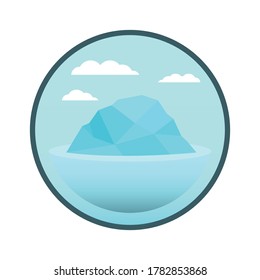 Vector Illustration of Blue Ice Berg with Half Sphere Sea	