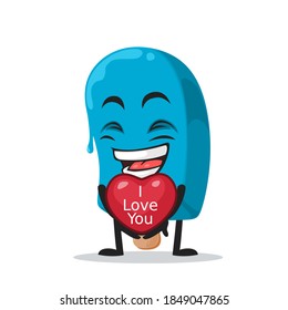 vector illustration blue ice cream on stick mascot or character give love symbol and says i love you