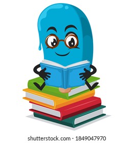 ilustración vectorial helado azul en la mascota de palos o libro de lectura de personajes