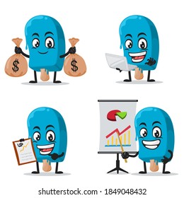 ilustración vectorial helado azul en mascota de palos o conjunto de colección de caracteres con tema de negocios