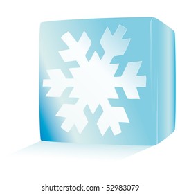 Vector illustration blue ice cube on white