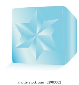 Vector illustration blue ice cube on white