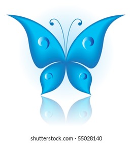 Vector illustration of blue icon simply butterfly