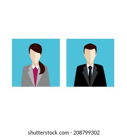 Vector illustration of blue icons of office workers