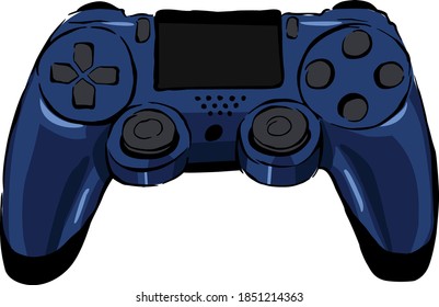 Vector illustration Blue joystick for game console and video games. For textile, ceramics, decoration