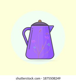 Vektorgrafik eines blauen Wasserkochels mit Blumendezzierung