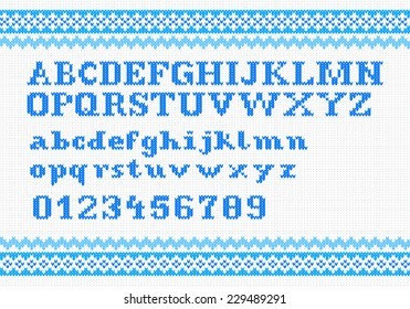 vector illustration blue knitting alphabet on stock vector royalty free 229489291 shutterstock