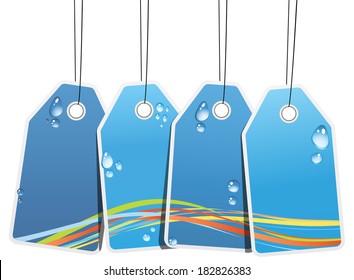 Vector illustration of blue labels.